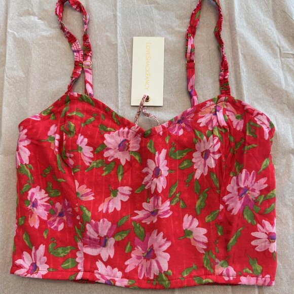 LoveShackFancy Fnelli Bralette Mambo Red XSmall - Picture 1 of 5